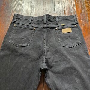 Wrangler Jeans Mens 38x34 Black Cowboy Boot Cut Relaxed Fit Denim Western Biker